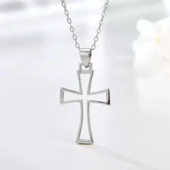 Fashion Niche Sterling Silver Hollow Cross Necklace