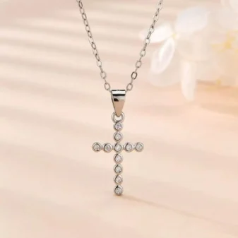Korean Style Luxury Sterling Silver Cross Clavicle Necklace