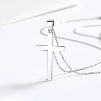 Simple 925 Sterling Silver Cross Pendant Necklace