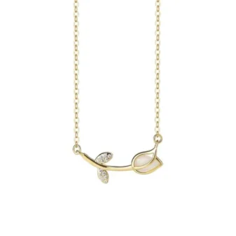 Sterling Silver White Chalcedony Tulip Flower Pendant Necklace