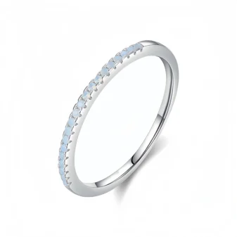 Women's White Gold and Opal Half Eternity 9K/14K Wedding Ring