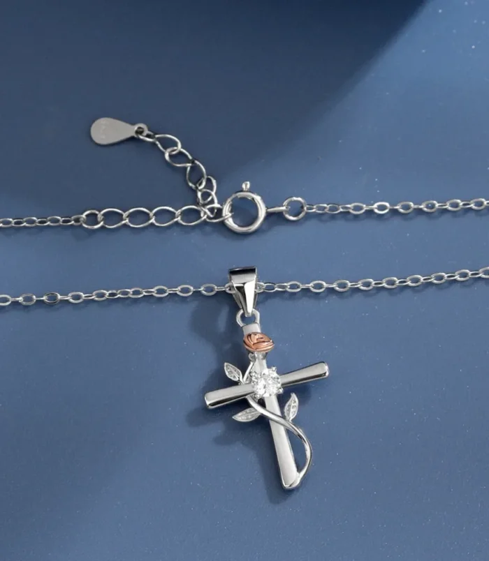 Womens-Aesthetic-925-Sterling-Silver-Rose-Cross-Pendant-Necklace-1062-03 Womens-Aesthetic-925-Sterling-Silver-Rose-Cross-Pendant-Necklace-1062-03